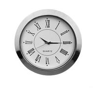 Kalokairi Insert rond pour horloge à quartz de 50 mm en acier inoxydable avec lentille arrière en verre, chiffres romains ou arabes, or ou argent, remplacement d'horloge pour loisirs créatifs (argent
