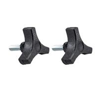 Kalokairi Lot de 2 boutons en plastique noir de 5/16" "-18 filetés à trois griffes, 5,1 cm de diamètre, pour assemblages de rails en T et gabarits de travail du bois