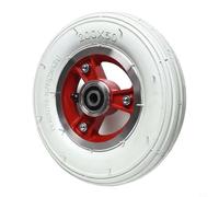 Kalokairi Roue de rechange avant 200 x 50 mm pour scooters à mobilité réduite avec design pneumatique et alésage d'essieu de 48 mm de profondeur (rouge, 10 mm)