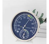 Kalokairi Thermomètre hygromètre en acier inoxydable pour utilisation intérieure et extérieure, mesure précise de l'humidité et de la température, montage mural avec affichage clair, argenté + bleu