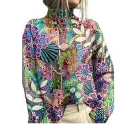 KaloKLU 2025 Automne-Hiver Nouveau Pull Femme Ample Col mi-Haut Impression Numérique 3D Stéréoscopique Respirant - C, 9 #, 4XL