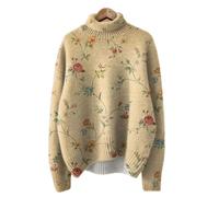 KaloKLU 2025 Automne-Hiver Nouveau Pull Femme Ample Col mi-Haut Impression Numérique 3D Stéréoscopique Respirant - C, 8#, XL