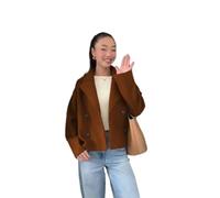 KaloKLU 2025 Nouveaux vêtements féminins tempérament pendule double rangée nœud pull court costume veste, 3#, XL