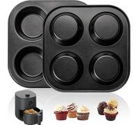 KaloKLU Air Fryer Lot de 2 moules à muffins pour friteuse à air, grille-pain, four, antiadhésif, moule à cupcake pour four de comptoir, petit four