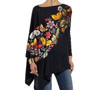 KaloKLU Arrière Automne-Hiver Manches Longues 3D Abstrait Imprimé Rétro Lâche Rond Colonial Ville Loisirs Femme-T--B, 6 #, XXL