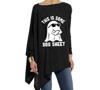 KaloKLU Arrière Automne-Hiver Manches Longues 3D Abstrait Imprimé Rétro Lâche Rond Colonial Ville Loisirs Femme-T--B, -, M