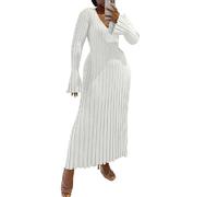 KaloKLU Automne-hiver Nouveau filetage loisirs taille coupe col en V grande fosse est mince liée robe, 2#, L