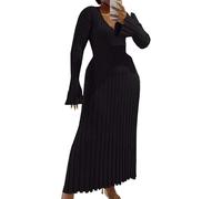 KaloKLU Automne-hiver Nouveau filetage loisirs taille coupe col en V grande fosse est mince liée robe, 1#, M