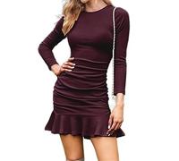 KaloKLU Automne Nouveaux vêtements pour femmes en Europe et en Amérique Mini jupes courtes sexy en tricot à manches longues Robes plissées, 3#, 3XL