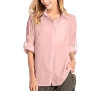 KaloKLU Chemise de Safari pour Femme - Protection Solaire - Séchage Rapide - Léger - Manches Longues - Chemisier de Voyage pour Femme - Randonnée et Camping