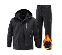 KaloKLU Ensemble De Combinaison De Ski Deux Pièces Pour Hommes, Combinaison De Ski À Capuche Coupe-vent Et Résistante À L'usure 2 Pièces, Vêtements Imperméables