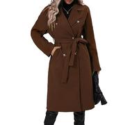 KaloKLU Femme Long Grand Manteau Double Rangée Coupes Automne Hiver Élégant Chaud Vêtements Relaxation Coupe-Vent avec Ceinture S-XL, 4#, M