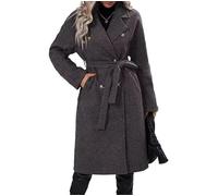 KaloKLU Femme Long Grand Manteau Double Rangée Coupes Automne Hiver Élégant Chaud Vêtements Relaxation Coupe-Vent avec Ceinture S-XL, 6 #, XXL