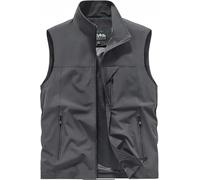 KaloKLU Gilet softshell léger pour homme - Veste de golf imperméable et coupe-vent - Veste sans manches pour le sport, la randonnée, la course, le travail, gris, 4XL