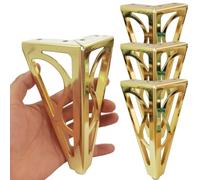 KaloKLU Hyever Lot de 4 pieds de meubles dorés de 15,2 cm, en métal robuste, pour canapé, armoire, table