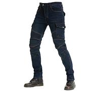 KaloKLU Jean de Moto pour Homme fabriqué avec du Tissu Kevlar, Pantalon de Protection de Moto en Denim Respirant, doublé, renforcé, Amovible, rembourré blindé