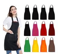 KaloKLU Lot de 12 tabliers unisexes avec 2 grandes poches, lavables en machine, pour la cuisine, les travaux manuels, le barbecue, le dessin