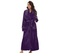 KaloKLU Peignoir de bain confortable en polaire moelleuse pour femme - Robe longue parfaite pour la détente