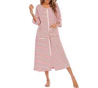 KaloKLU Robe de Chambre pour Femme, Robe de Chambre à Fermeture éclair Douce à Manches Courtes/Longues, avec Poches, vêtements de Nuit