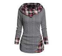 KaloKLU Sweat à Capuche rayé à Manches Longues pour Femme