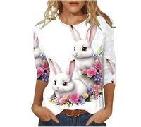 KaloKLU Sweat-Shirt imprimé Lapin de Pâques pour Femmes - Mignon Lapin Graphique à Manches Longues T-Shirt, Casual Crewneck Loose Sweatshirt Pullover Top