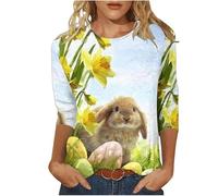 KaloKLU Sweat-Shirt imprimé Lapin de Pâques pour Femmes - Mignon Lapin Graphique à Manches Longues T-Shirt, Casual Crewneck Loose Sweatshirt Pullover Top