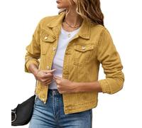 KaloKLU Veste courte en jean pour femme - Coupe étroite - Avec poche, 6 #, XL