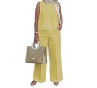 KaloKLU Vêtements pour femmes vêtements en coton Europe et Amérique Chemises sans manches, jambes larges, pantalons, deux pièces, 2#, S