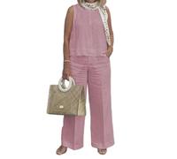 KaloKLU Vêtements pour femmes vêtements en coton Europe et Amérique Chemises sans manches, jambes larges, pantalons, deux pièces, 4#, S