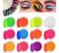 Kalolary 12 boîtes Pigment Poudre d'Ongle, Poudre Fluorescente Colorée Acrylique Nail Art Dégradé poudres arc-en-ciel Ongles Paillettes pour Bricolage Décoration des Ongles