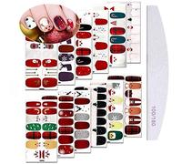Kalolary 12 Feuilles Noël Autocollant D'ongle Couverture Complète avec 1 Lime à Ongles, 3D Design Nail Art Decal Auto-Adhésif, Bande DIY Décoration Ensemble