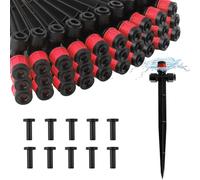 Kalolary 30Pcs d'Émetteurs d'Irrigation Goutte à Goutte avec Bouchons de Fin,Goutteur d'Irrigation Ajustable à Connexion Rapide par Pression pour Tuyau d'Irrigation de 1/4 de Pouce (Vortex Rouge)