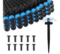 Kalolary 30Pcs d'Émetteurs d'Irrigation Goutte à Goutte avec Bouchons de Fin,Goutteur d'Irrigation Ajustable à Connexion Rapide par Pression pour Tuyau d'Irrigation de 1/4 de Pouce (Vortex Bleu)