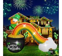 Kalolary 5 Pieds Décorations Gonflables Jour de la Saint-Patrick, Gonflable Leprechaun en Forme de Trèfle Arc en Ciel avec LED Lights Décorations pour Exterieur Pelouse Cour Jardin Décorations