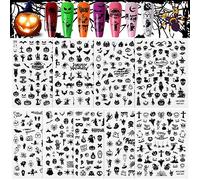 Kalolary 9 Feuilles Halloween Stickers Ongles, Autocollants Autoadhésif pour Deco Ongle Nail Art Design Manucure Décoration