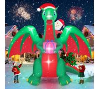 Kalolary 9 Pieds Noël Gonflable, Père Noël Chevauchant Dinosaure avec Chapeau Cadeau Décorations Gonflables de Noël pour Exterieur Pelouse Cour Jardin Décorations de Noël
