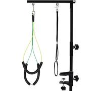 Kalolary 90.2 cm Bras de toilettage pliable pour animaux de compagnie avec pince, boucle de toilettage pour chien et deux supports sans position assise, bras de toilettage réglable en hauteur