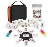 Kalolary 91 pièces style chiffre double 12 train mexicain dominos | Jeu de domino numérotés dans une boîte en tissu avec 9 trains, livret d'instructions (français non garanti)