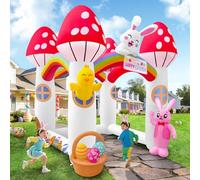Kalolary Arche de lapin gonflable de Pâques de 2,5 m, arche de maison en champignon stéréoscopique avec lumières LED intégrées, tunnel gonflable, décoration de cour de Pâques pour fête de vacances