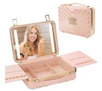 Kalolary Beauty Case de Voyage avec Miroir à LED Sac de Maquillage de Voyage avec 3 Modes d'Éclairage Sac de Maquillage de Voyage Portable Professionnel Valise Cosmétique, rose, Trousse de toilette de