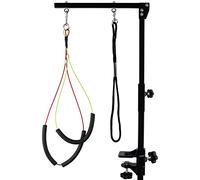 Kalolary Bras de toilettage réglable de Compagnie avec Pince, 35 Pouces Boucle de toilettage pour Chien et Deux Supports sans siège, Bras de toilettage réglable en Hauteur Toilettage pour Chiens