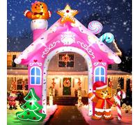 Kalolary Décoration Gonflable de Noël, D'épice Géante avec Lumières LED Intégrées pour Fête, Intérieur, Extérieur, Pelouse, Jardin (Arche en Pain d'épices)