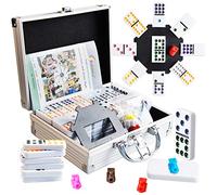Kalolary Double 12 Jeu de Dominos du Train Mexicain, 91 Pièces Jeu de Dominos Traditionnel De Dominos Mexicain dans Un Coffret en Aluminium, avec Livret D'instructions et Blocs de Score