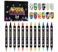 Kalolary Lot de 24 marqueurs colorés pour nail art 3D | Stylo à pois graffiti à séchage rapide étanche à double tête pour nail art design