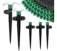Kalolary Lot de 35 émetteurs d'irrigation goutte à goutte, 2 formes, pièces de pulvérisateur d'irrigation goutte à goutte verrouillées pour tuyau de 6,35 mm, réglable à 360 degrés, 8 trous avec verrou
