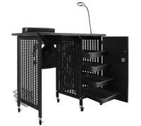 Kalolary Professional Manucure Table Salon Nail Station de Ongles Mobile avec collecteur de poussière d'ongles, 4 tiroirs, Lampes à LED, Le Repos au Poignet, la manucure de beauté Salon (Noir)