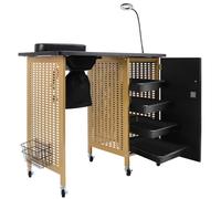 Kalolary Professional Manucure Table Salon Nail Station de Ongles Mobile avec collecteur de poussière d'ongles, 4 tiroirs, Lampes à LED, Le Repos au Poignet, la manucure de beauté Salon (Or Noir)