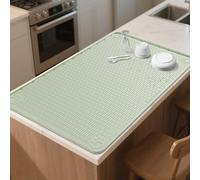 Kalolary Tapis de séchage en silicone pour plans de travail de cuisine, extra large de 101 x 71 cm, tapis d'évier avec bord surélevé, tapis d'égouttement pour plans de travail (vert)