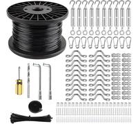Kaloloary Kit Câble Métallique Jardin, Câble Métallique Acier inoxydable Recouvert PVC 120 m, Tendeurs Clôture 2 mm, Fil jardin Robuste Pour Plantes Grimpantes, Fil Pour Tableau, Clôture