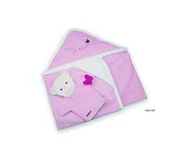 Kaloo - 969876 - Petite Rose - Sortie de Bain Bébé avec Gant de Toilette Marionnette Ours rose